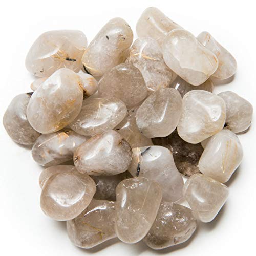 Digging Dolls: 2 lbs of Medium Rutilated Quartz A Grade Stones from Brazil - Tumbled Rocks Perfect for Art, Crafts, Reiki, Wicca and Wire Wrapping!