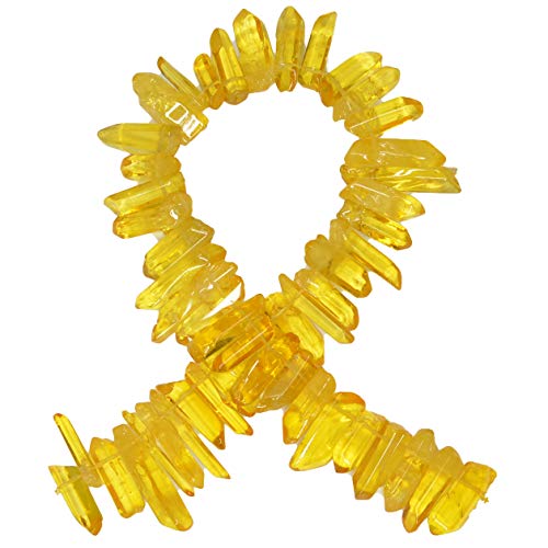 Digging Dolls: 1 Strand (15") of Sunny Yellow Dyed Quartz Points - Great for Kids, Arts, Crafts, Jewelry Making, Wire Wrapping and More!