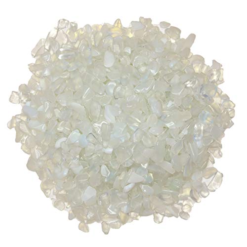 Digging Dolls: 1/2 lb of Tumbled Opalite Chip Stones - Polished Rocks for Crafts, Art, Vase Filler, Decoration, Reiki, Crystal Jewelry Making and More!