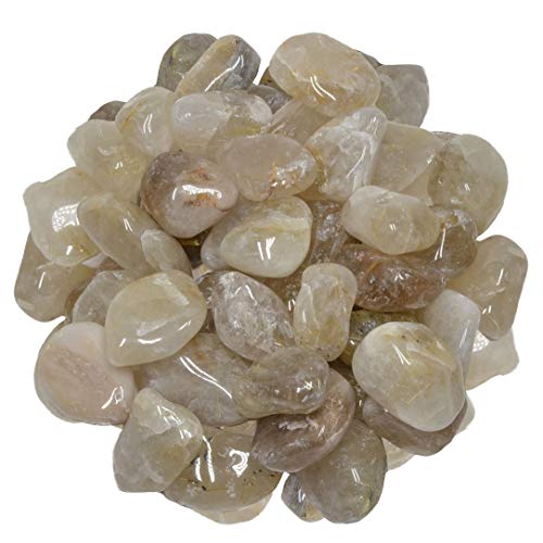 Digging Dolls: 1 lb of Medium Rutile Quartz B Grade Stones from Brazil - Tumbled Rocks Crystals Perfect for Art, Crafts, Reiki, Wicca and Wire Wrapping!