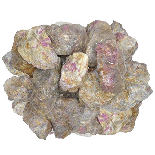 Digging Dolls: 1 lb of Pink Sapphire & Ruby in Quartz Rough Stones from India - Raw Rocks Perfect for Tumbling, Lapidary Polishing, Reiki, Crystal Healing and Crafts!