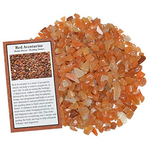 Digging Dolls: 1/2 lb of Tumbled Red Aventurine Chip Stones - Polished Rocks for Crafts, Art, Vase Filler, Decoration, Reiki, Crystal Jewelry Making and More!