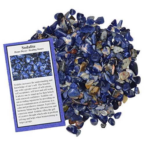 Digging Dolls: 1/2 lb of Tumbled Sodalite Chip Stones - Polished Rocks for Crafts, Art, Vase Filler, Decoration, Reiki, Crystal Jewelry Making and More!