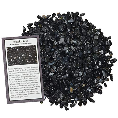 Digging Dolls: 2 lbs of Tumbled Black Onyx Chip Stones - Polished Rocks for Crafts, Art, Vase Filler, Decoration, Reiki, Crystal Jewelry Making and More!