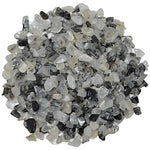 Digging Dolls: 1 lb of Tumbled Black Rutilated Quartz Chip Stones - Polished Rocks for Crafts, Art, Vase Filler, Decoration, Reiki, Crystal Jewelry Making and More!