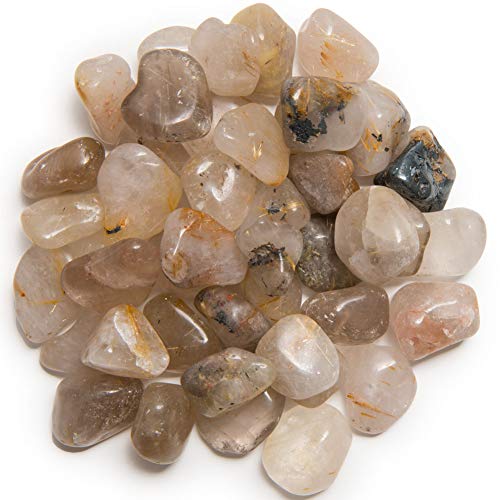 Digging Dolls: 2 lbs of Small Rutilated Quartz A Grade Stones from Brazil - Tumbled Rocks Perfect for Art, Crafts, Reiki, Wicca and Wire Wrapping!