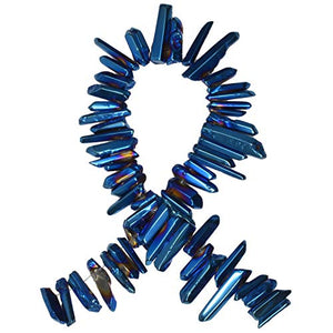 Digging Dolls: 1 Strand (15") of Titanium Dyed Quartz Points - Great for Kids, Arts, Crafts, Jewelry Making, Wire Wrapping and More!