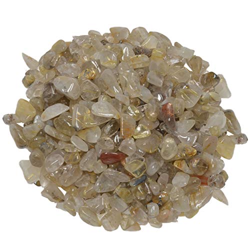 Digging Dolls: 1 lb of XX Small Rutile Quartz B Grade Stones from Brazil - Tumbled Rocks Crystals Perfect for Art, Crafts, Reiki, Wicca and Wire Wrapping!