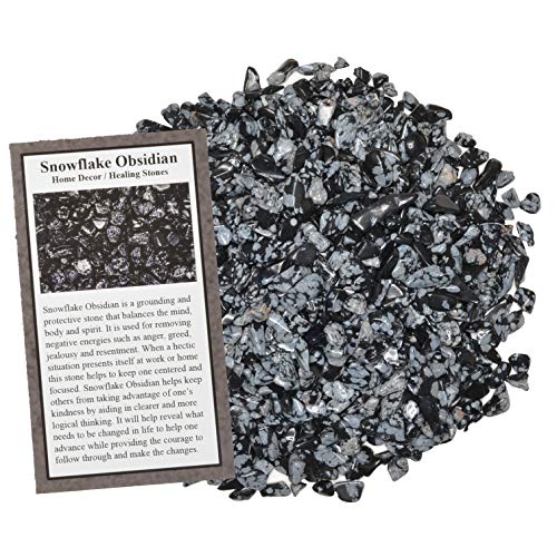 Digging Dolls: 1 lb of Tumbled Snow Obsidian Chip Stones - Polished Rocks for Crafts, Art, Vase Filler, Decoration, Reiki, Crystal Jewelry Making and More!