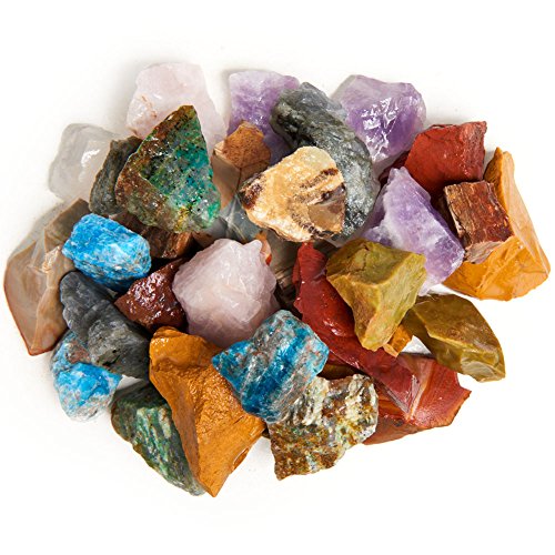 Digging Dolls: 18 lbs Natural 12 Stone Madagascar Rough Stone Mix - Large Size - 1" to 1.5" Average - Raw Rough Rocks for Arts, Crafts, Tumbling, Polishing, Gem Mining, Wire Wrapping and More!