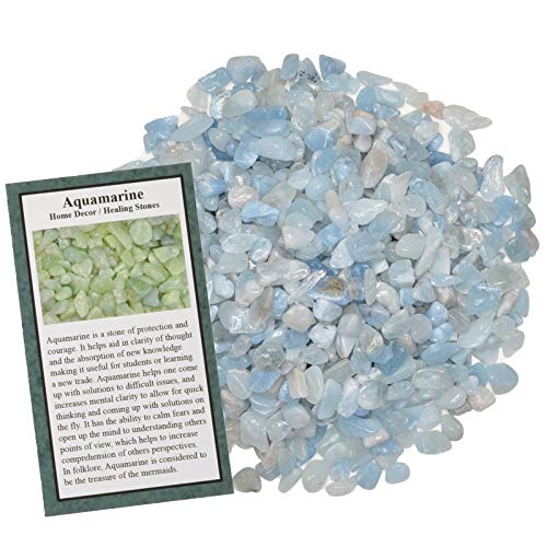 Digging Dolls: 2 lbs of Tumbled Aquamarine Chip Stones - Polished Rocks for Crafts, Art, Vase Filler, Decoration, Reiki, Crystal Jewelry Making and More!