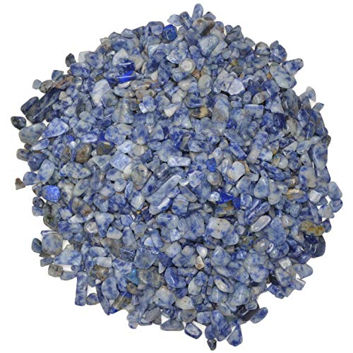 Digging Dolls: 2 lbs of Tumbled Blue Jasper Chip Stones - Polished Rocks for Crafts, Art, Vase Filler, Decoration, Reiki, Crystal Jewelry Making and More!