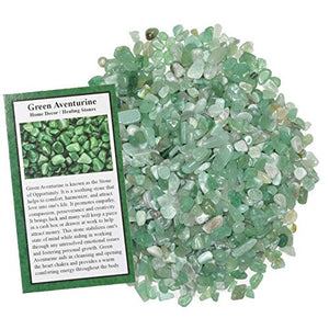 Digging Dolls: 1 lb of Tumbled Green Aventurine Chip Stones - Polished Rocks for Crafts, Art, Vase Filler, Decoration, Reiki, Crystal Jewelry Making and More!