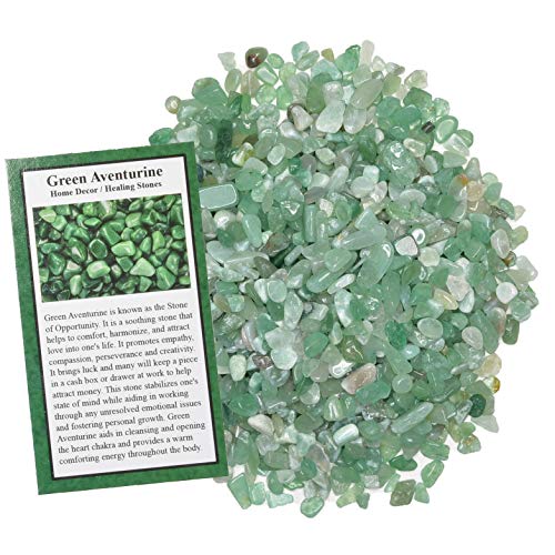 Digging Dolls: 1/2 lb of Tumbled Green Aventurine Chip Stones - Polished Rocks for Crafts, Art, Vase Filler, Decoration, Reiki, Crystal Jewelry Making and More!