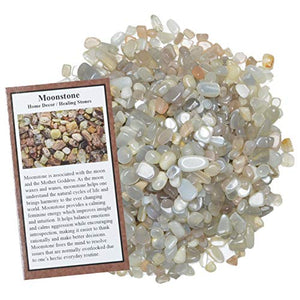 Digging Dolls: 2 lbs of Tumbled Moonstone Chip Stones - Polished Rocks for Crafts, Art, Vase Filler, Decoration, Reiki, Crystal Jewelry Making and More!