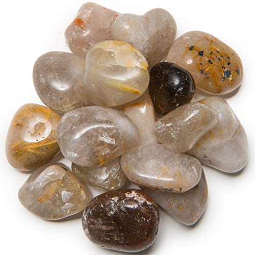 Digging Dolls: 2 lbs of Large Rutilated Quartz A Grade Stones from Brazil - Tumbled Rocks Perfect for Art, Crafts, Reiki, Wicca and Wire Wrapping!