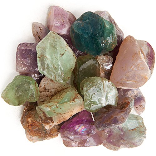 Digging Dolls: 1 lb Rainbow Fluorite Chunk Rough from China - Natural Raw Crystals and Stones for Arts, Crafts, Tumbling, Cabbing, Polishing, Wire Wrapping, Gem Mining and Reiki Crystal Healing