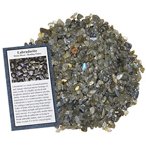 Digging Dolls: 1/2 lb of Tumbled Labradorite Chip Stones - Polished Rocks for Crafts, Art, Vase Filler, Decoration, Reiki, Crystal Jewelry Making and More!