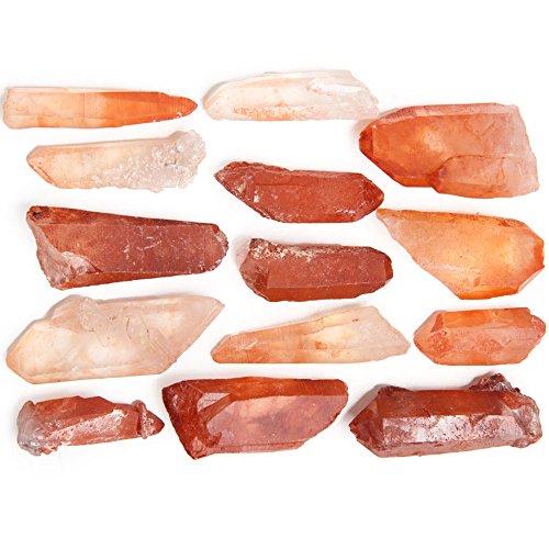 Digging Dolls: 10 pc Natural Red Quartz Point from Morocco - Very Rare Natural Light to Dark Red Colors - Completely Natural Crystals, Rocks, Stones for Arts, Crafts, Wire Wrapping, Reiki