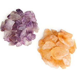 Digging Dolls: 1 lb Amethyst and 1 lb Citrine Rough Rocks from Brazil - 2 lbs Total Weight of Raw Crystal Stones for Arts, Crafts, Tumbling, Wire Wrapping, Wicca and Reiki Crystal Healing