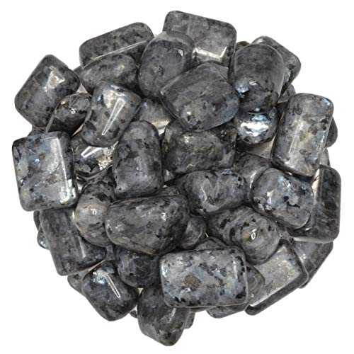 Digging Dolls: 1/4 lb of Tumbled (Hand Polished) Larvikite Stones - Polished Rocks for Crafts, Art, Vase Filler, Decoration, Reiki, Crystal Jewelry Making and More!