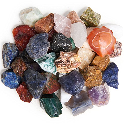 Digging Dolls: 2 lbs Natural India Rough Stone Mix - Made with Over 30 Types of Indian Stones - Large Size - 1" to 1.5" Average - Raw Rough Rocks for Arts, Crafts, Tumbling, Gem Mining, Wire Wrapping!